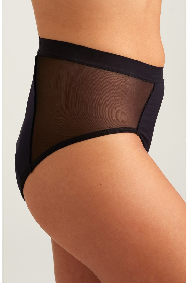 Period & Leakproof Regular Absorbency French Cut High Waist Briefs, Alternate, color, BLACK