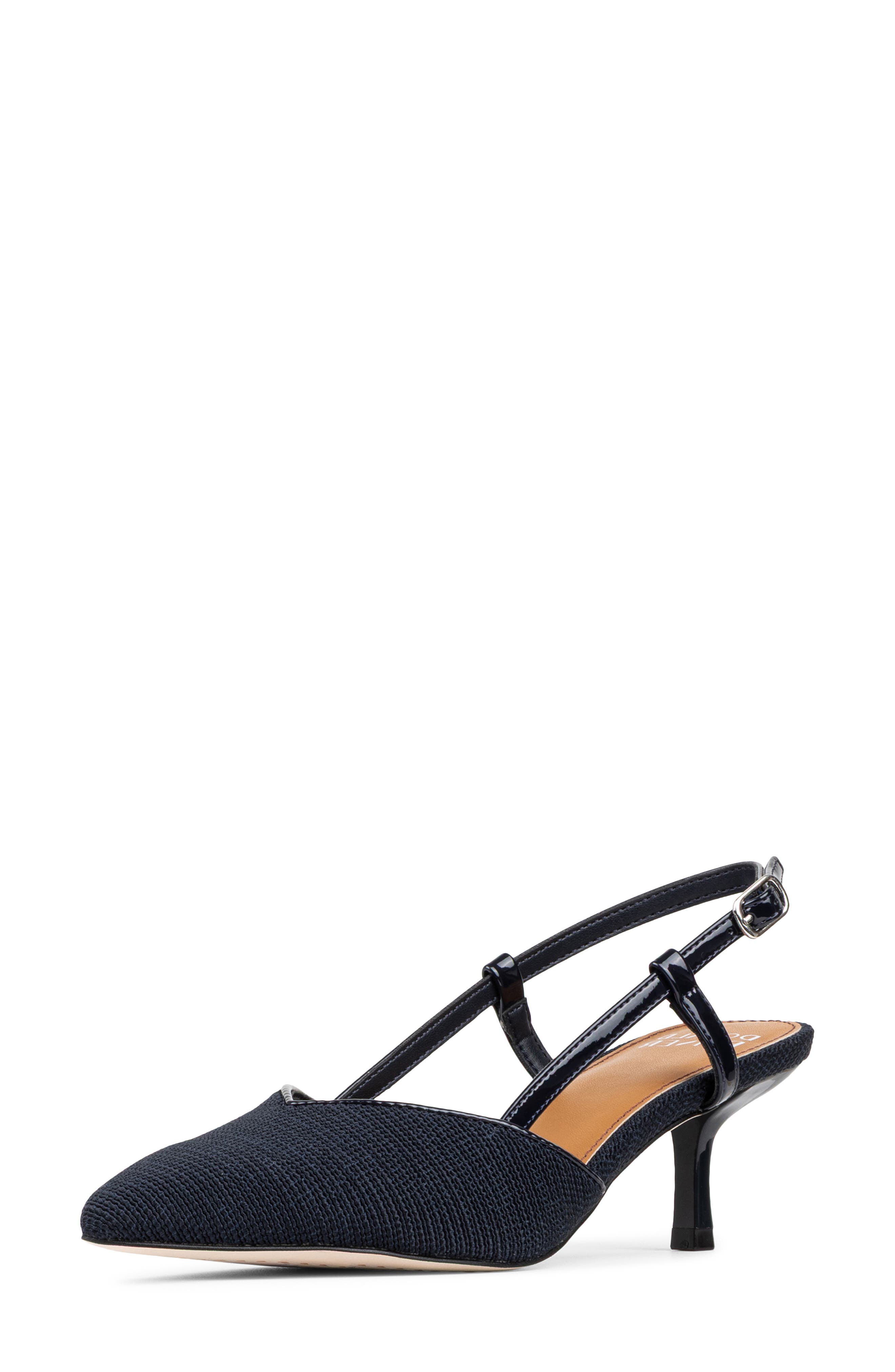 Celline Pointed Toe Slingback Pump, Alternate, color, NAVY