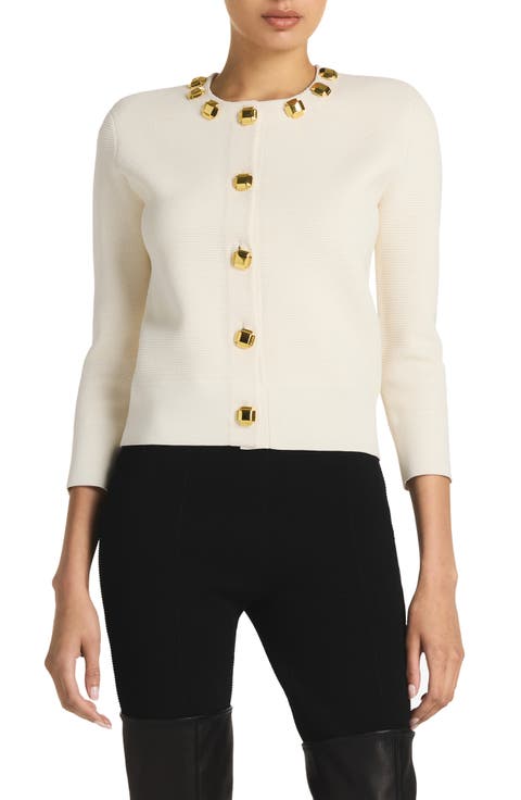 Stud Detail Piqué Cardigan