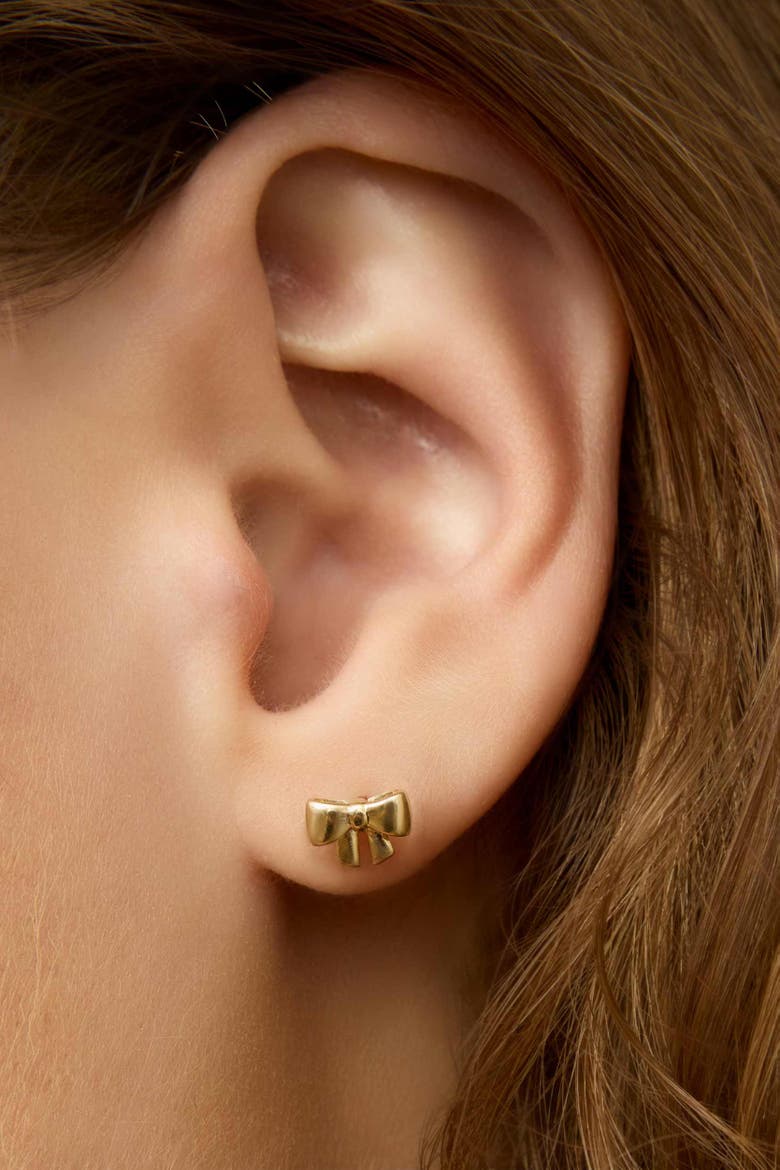 14K Yellow Gold Bow Studs Earrings, Alternate, color, Yellow Gold