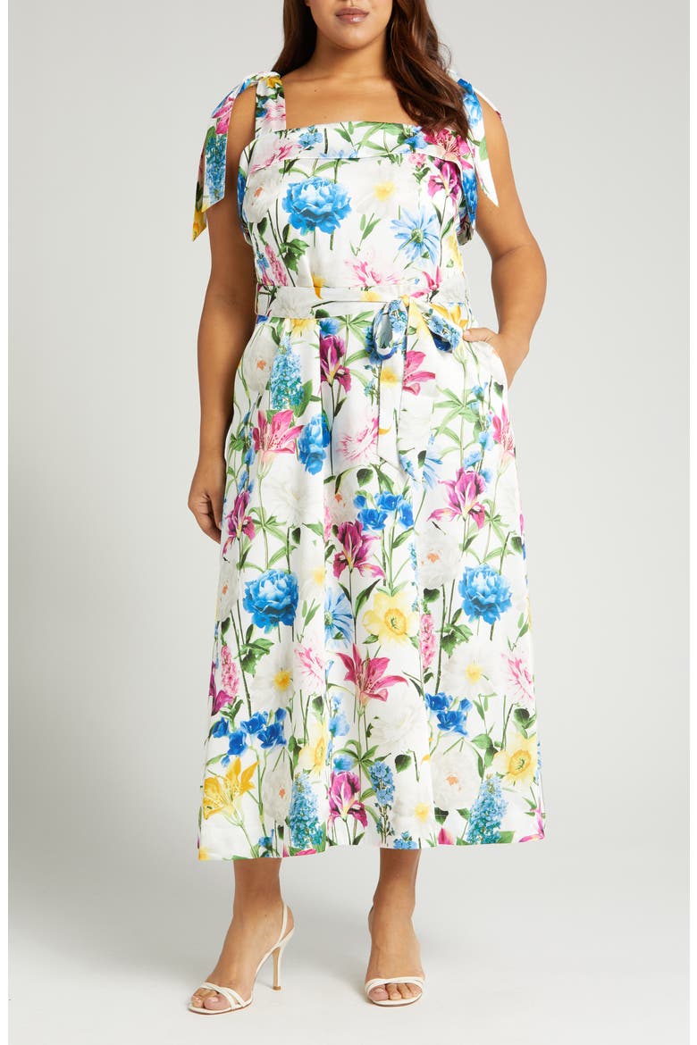 Floral Print Sundress, Main, color, PEARL WHITE MULTI