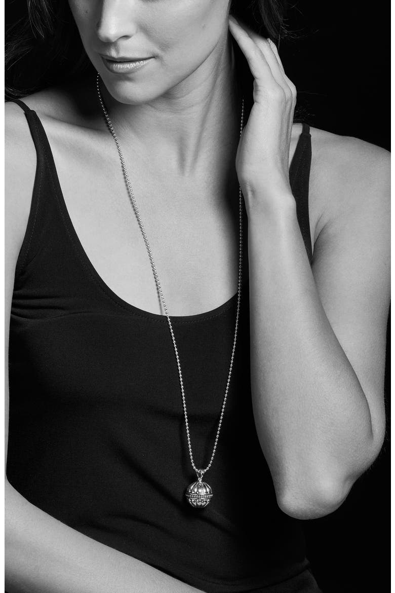 Caviar Talisman Beaded Band Ball Pendant Necklace, Alternate, color, SILVER/ 18K GOLD