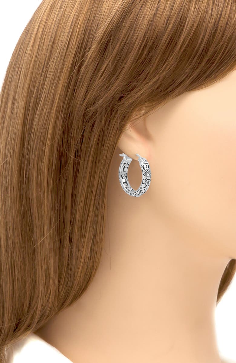 DEVATA Sterling Silver Bali Filigree Hoop Earrings, Alternate, color,