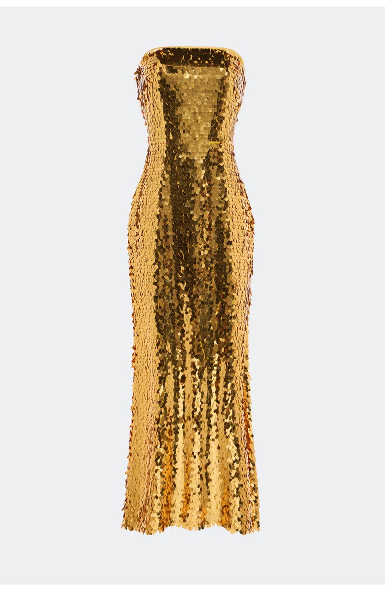 SIMONMILLER Sculpty Strapless Teardrop Sequin Dress, Main, color, Star Gold