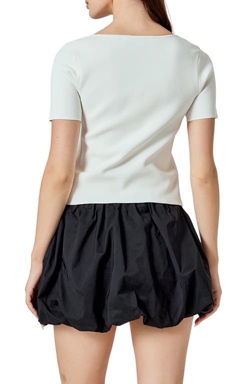 Endless Rose Short Sleeve Crop Cardigan In White