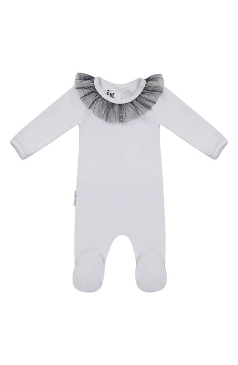 Glitter Mesh Ruffle Footie (Baby)