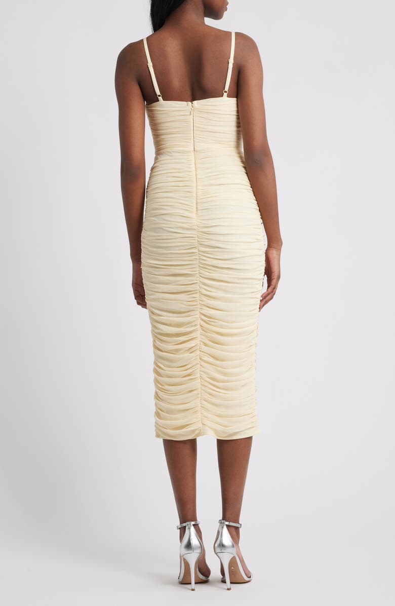 Lipsy Ruffle Ruched Midi Dress, Alternate, color, Yellow