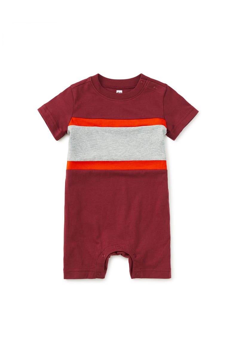Colorblock Baby Romper, Main, color, SANGRIA