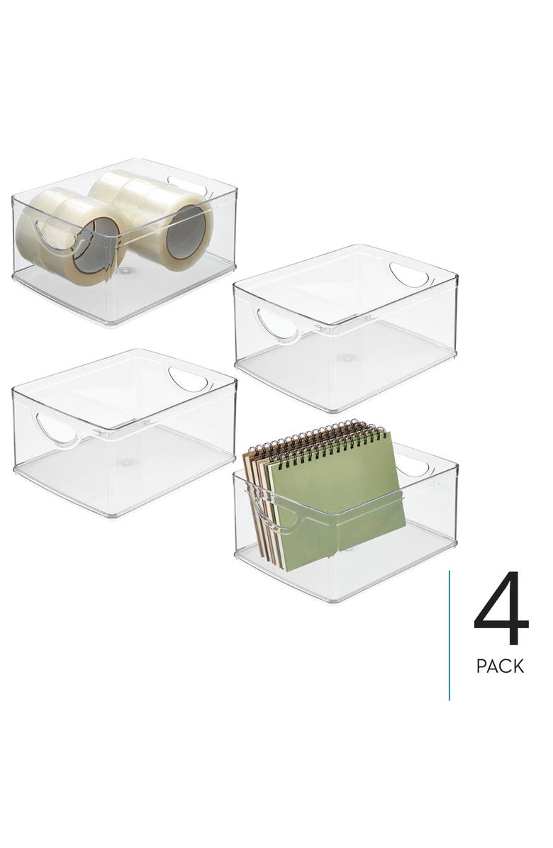 iDesign Pantry Organizer Bins with Handles - Storage Bins for Cabinets or Fridge - Set of 4 - Clear, Alternate, color, Clear