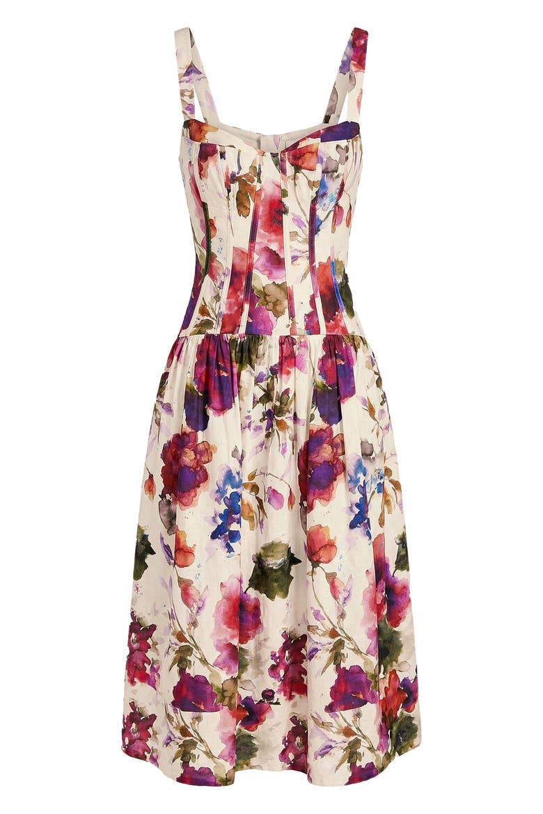 Makenna Floral Dress, Alternate, color, WATERCOLOR FLORA