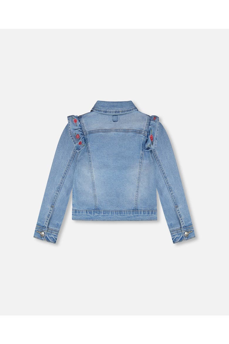 Embroidery Long Sleeve Denim Jacket, Alternate, color, Light Blue Denim