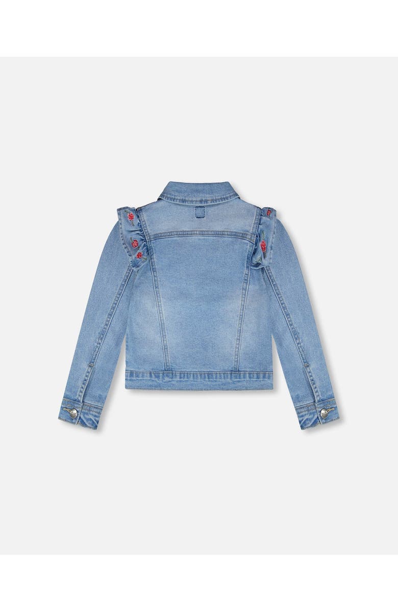 Deux par Deux Embroidery Long Sleeve Denim Jacket, Alternate, color, Light Blue Denim