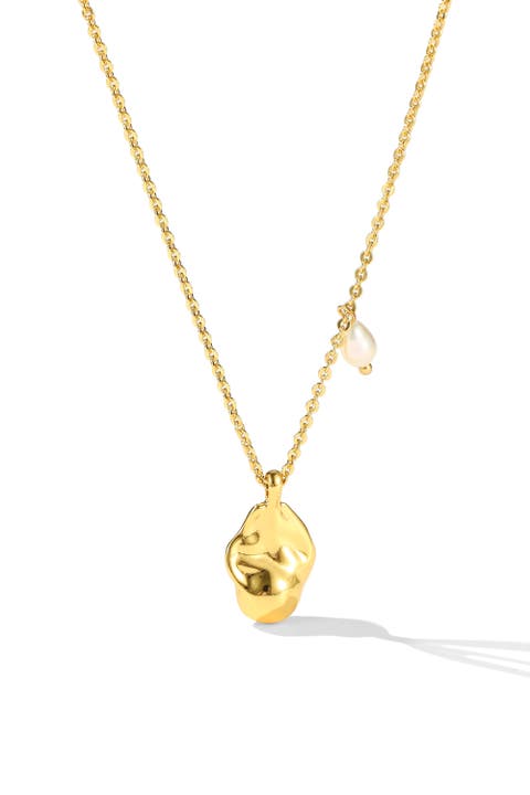 Molten Pendant and Freshwater Pearl Necklace