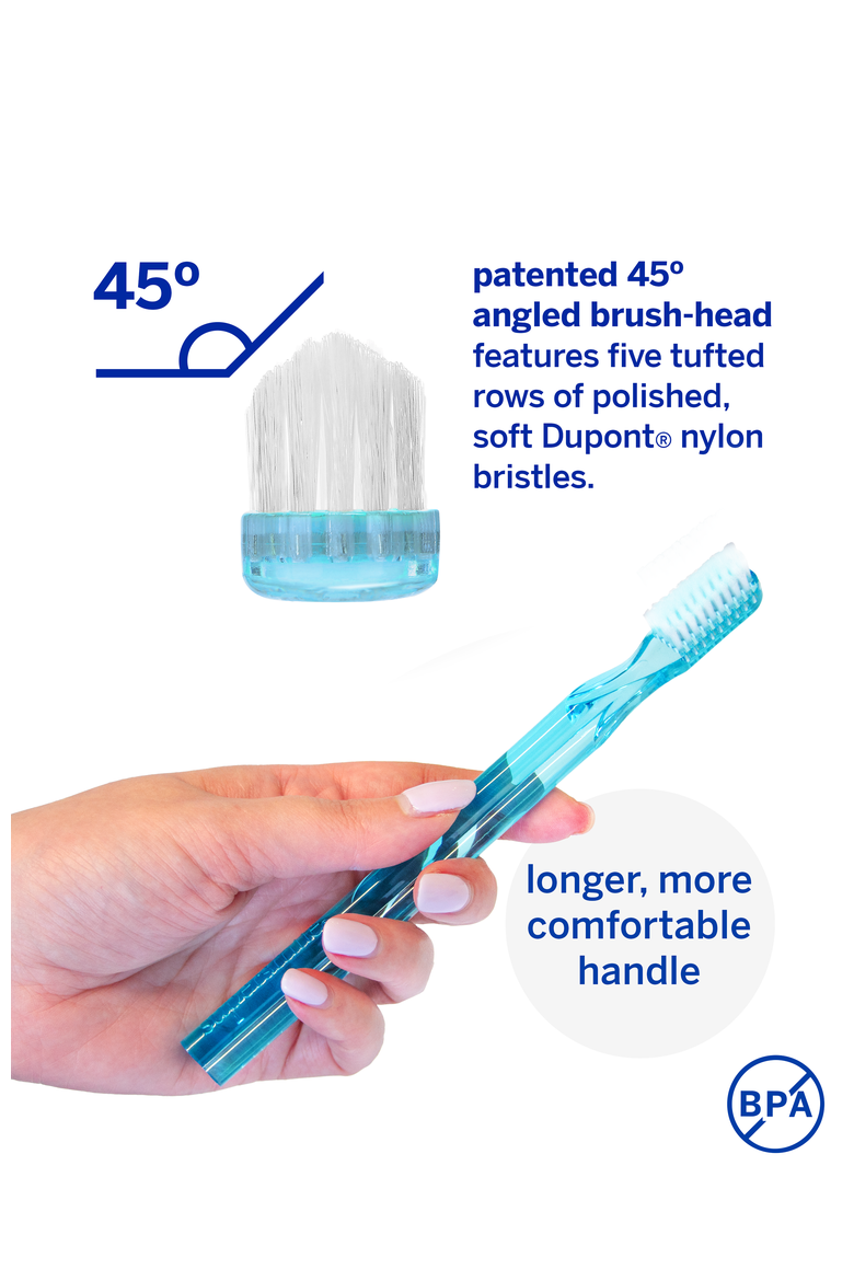 2-Pack New Generation 45° Patented Long Toothbrush - Blue, Alternate, color, Blue
