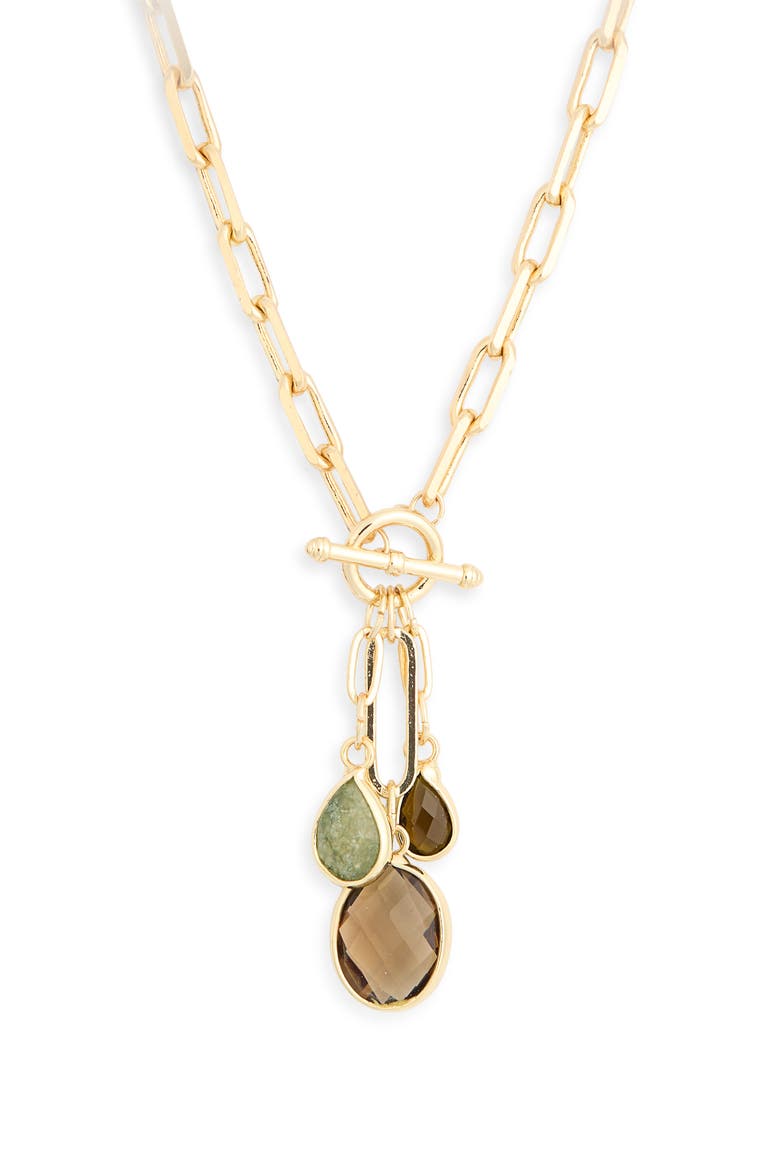 Glass Pendant Toggle Necklace, Alternate, color, GREEN MULTI- GOLD