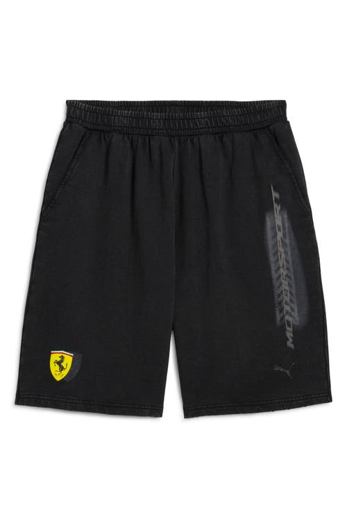 PUMA x Ferrari Race Desert Sun Cotton Graphic Sweat Shorts in Puma Black 