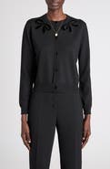 Valentino Garavani Embroidered Bow Appliqué Virgin Wool Cardigan