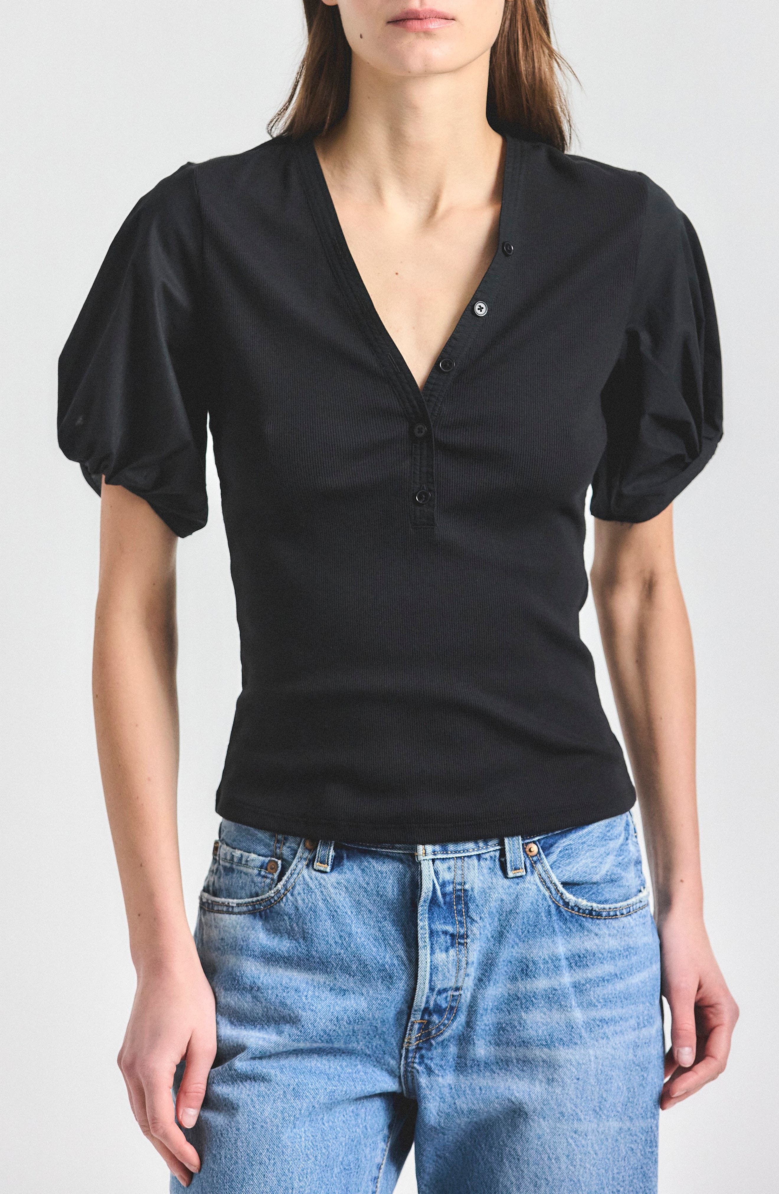 Derek Lam 10 Crosby Fallon Mixed Media Top