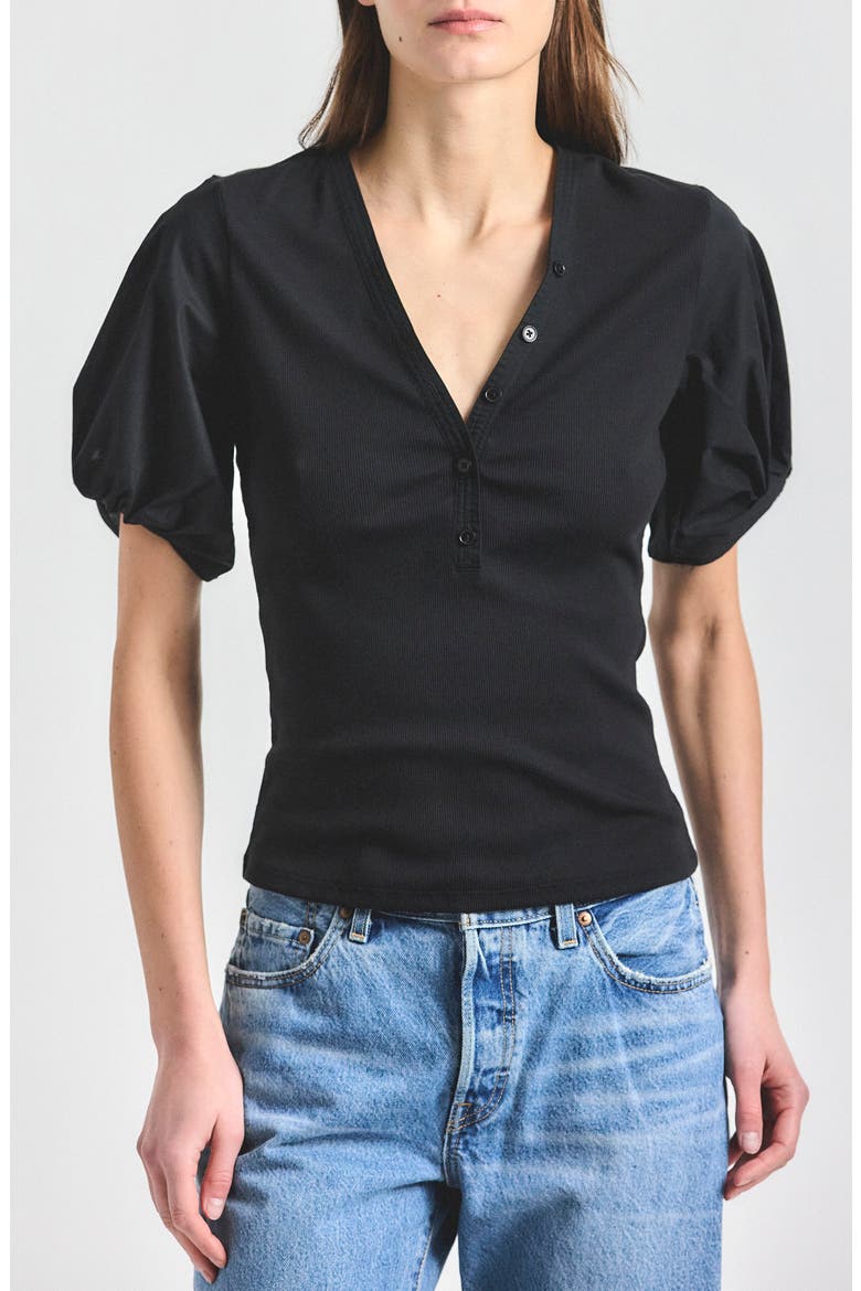 Fallon Mixed Media Top, Main, color, BLACK