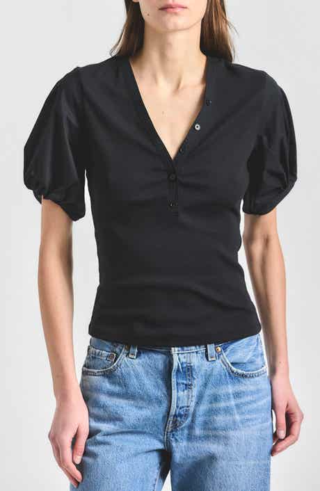 Derek Lam 10 Crosby Fallon Mixed Media Top