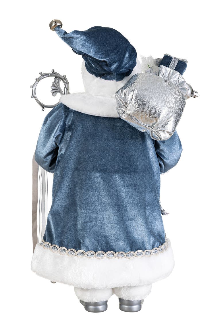 18"H Faux Fur Christmas Deluxe Santa Figurine, Alternate, color, Blue