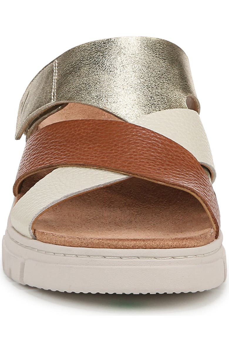 Vionic Uptown Sunset Platform Wedge Slide Sandal, Alternate, color, Tan/Gold Met Leather