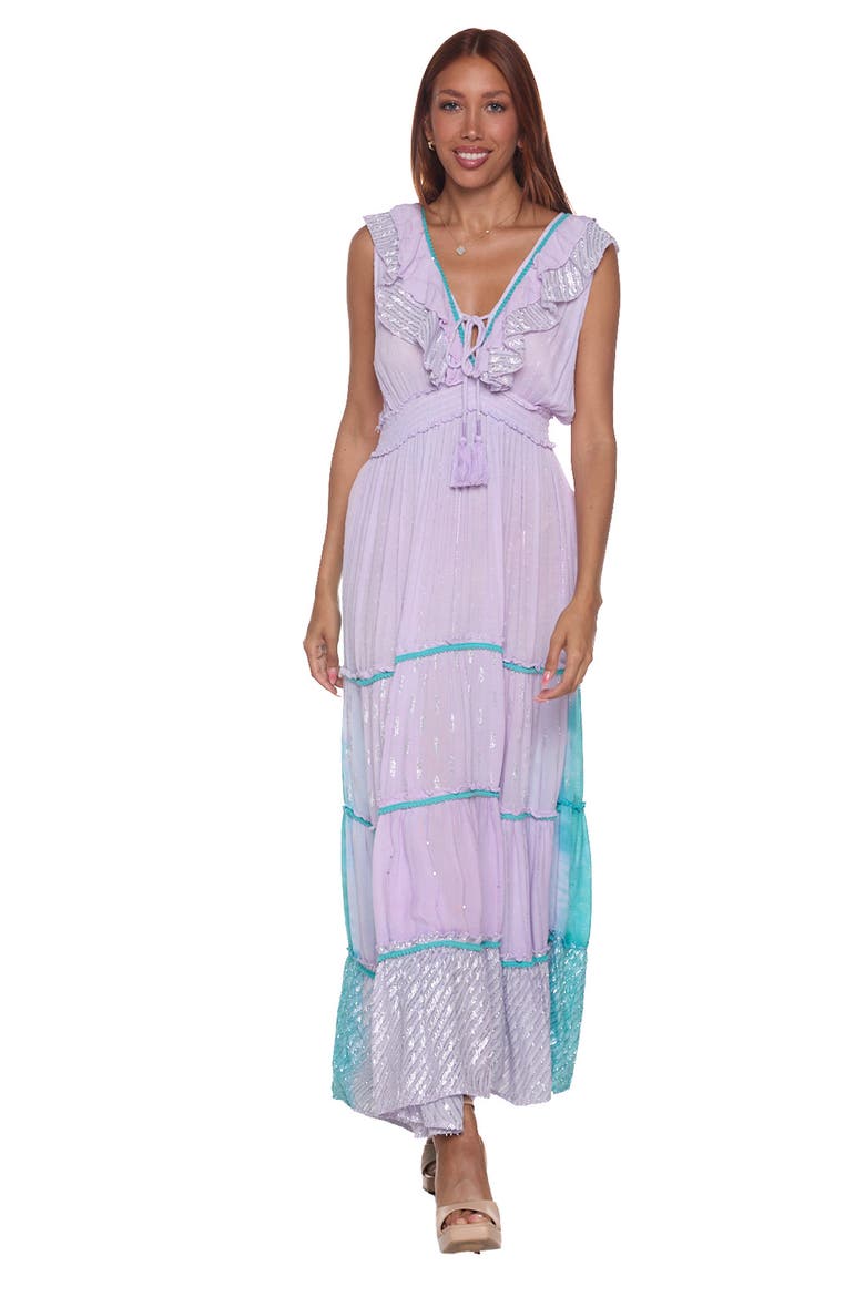 Colorblock Tiered Sundress, Alternate, color, PURPLE