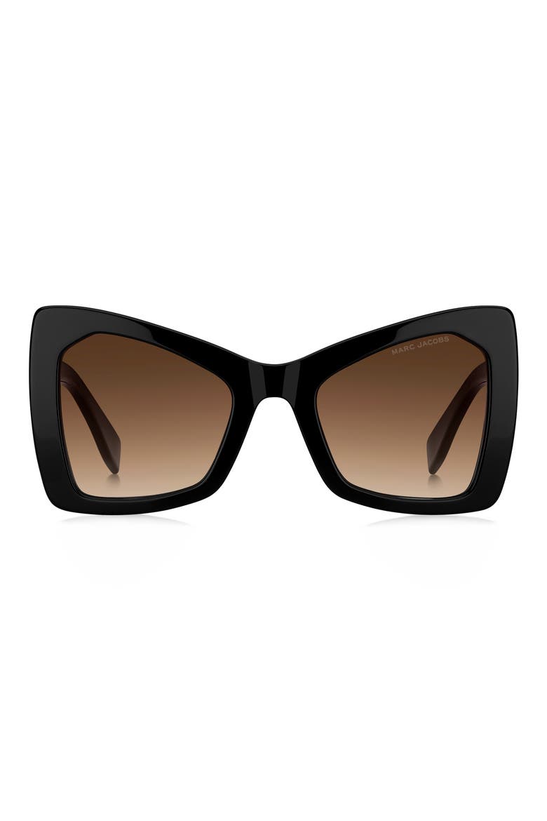 52mm Gradient Butterfly Sunglasses, Main, color, BLACK/ BROWN SF