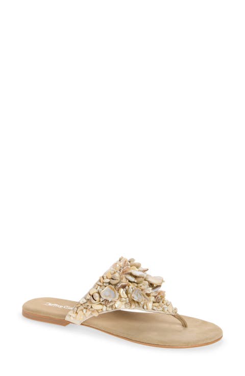 Tidal Wave Shell Embellished Thong Sandal (Women)