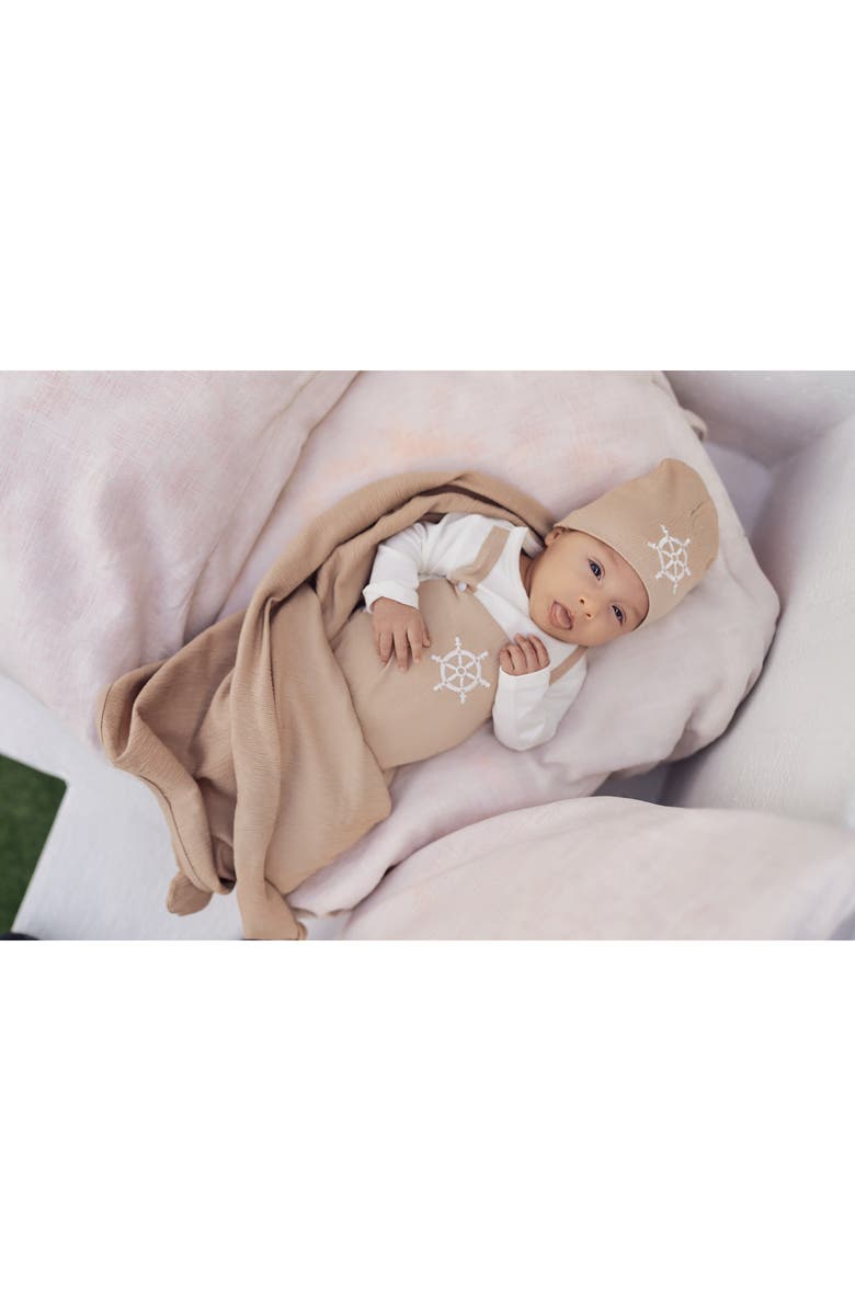 Manière Sailor Long Sleeve Overall Footie, Alternate, color, Sand