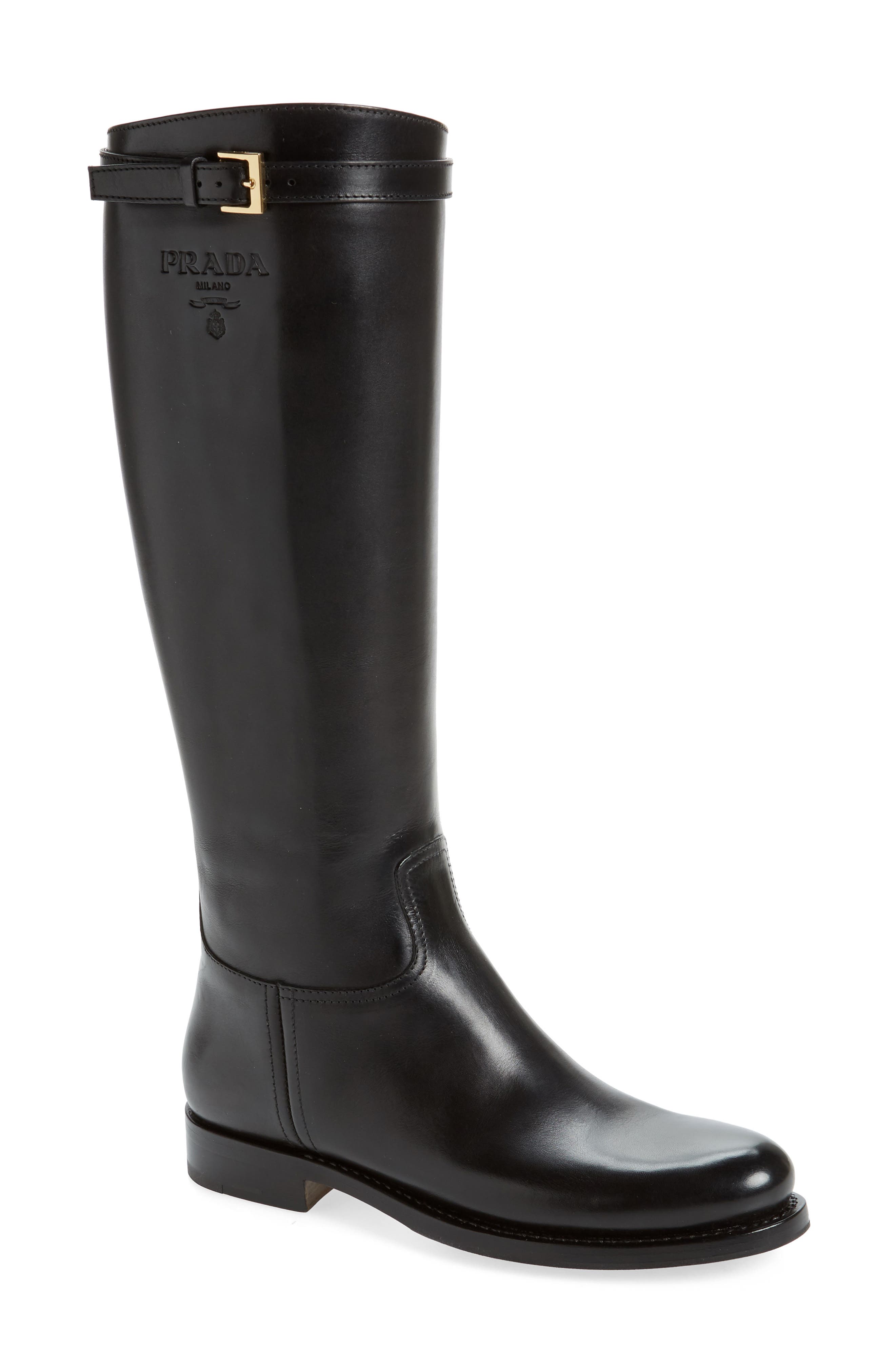 Prada Knee High Riding Boot, Main, color, 