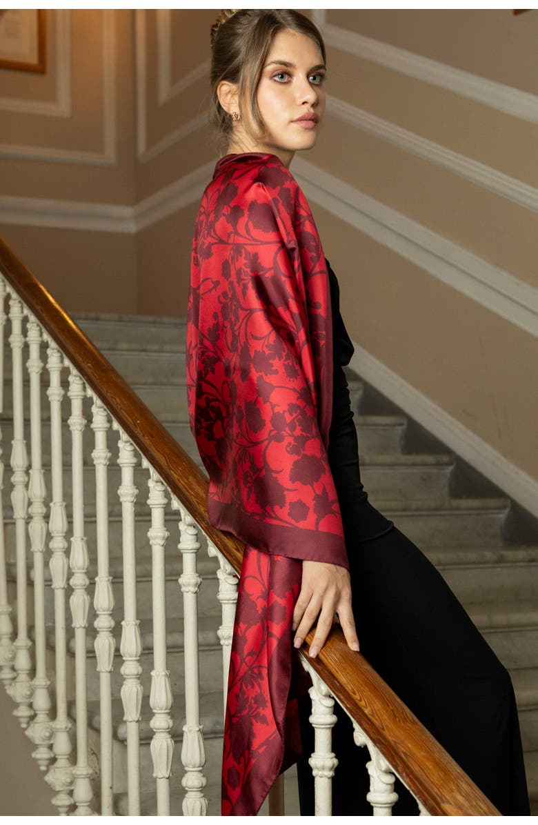Elizabetta Regina - Silk Scarf Shawl for Women, Alternate, color, Ruby Red