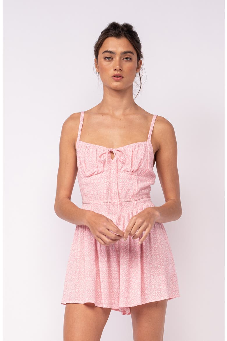 Tie Front Mini Romper, Alternate, color, LIGHT PINK