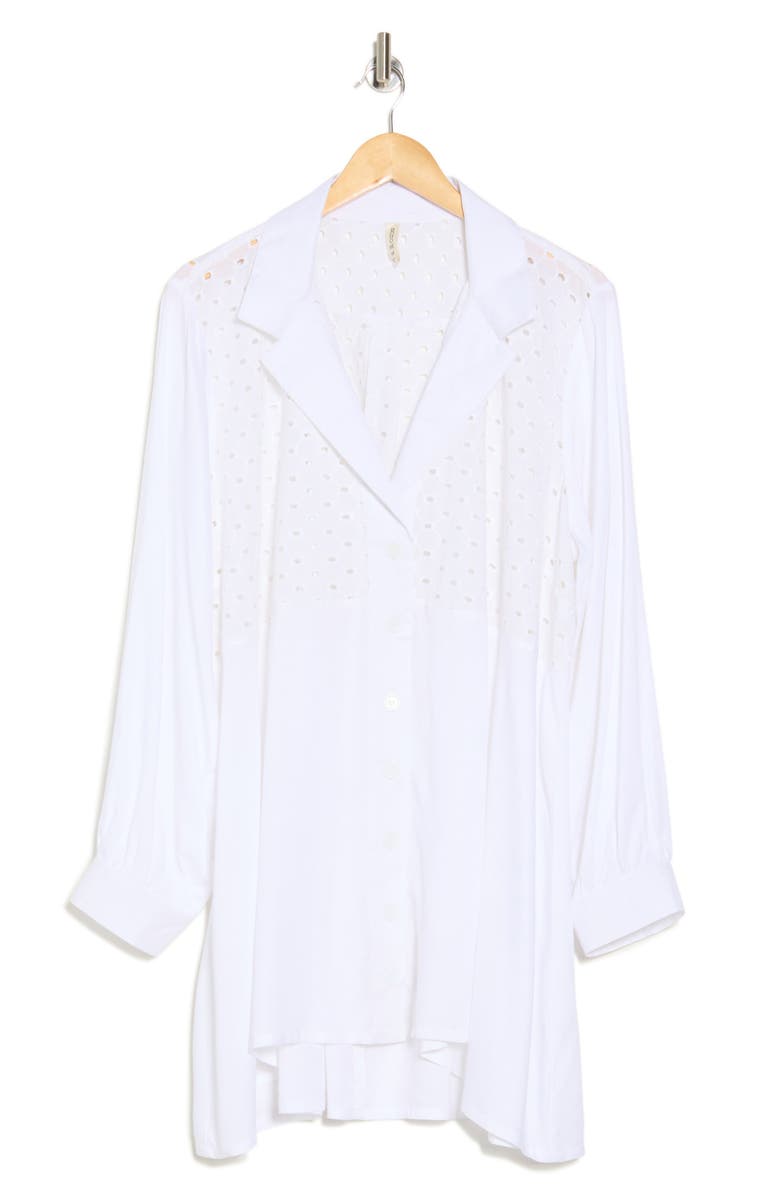 BOHO ME Eyelet Button-Up Shirt, Alternate, color, White