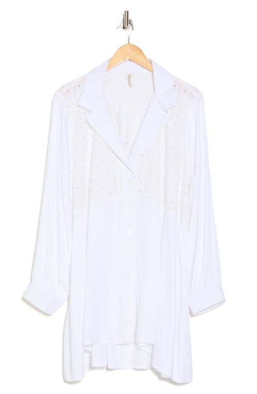 Boho Me Eyelet Button-up Shirt In White