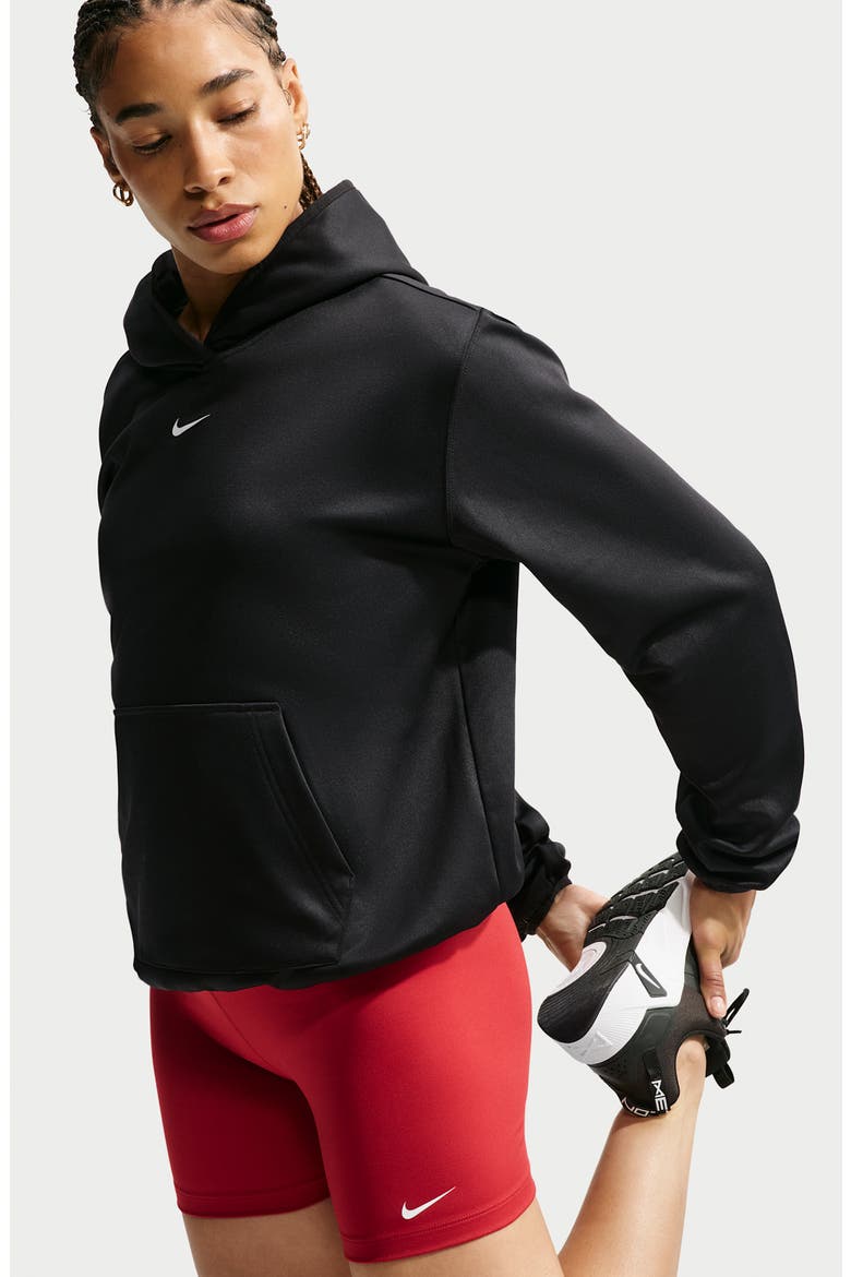 Studio Fleece Therma-FIT Hoodie, Alternate, color, BLACK/ WHITE