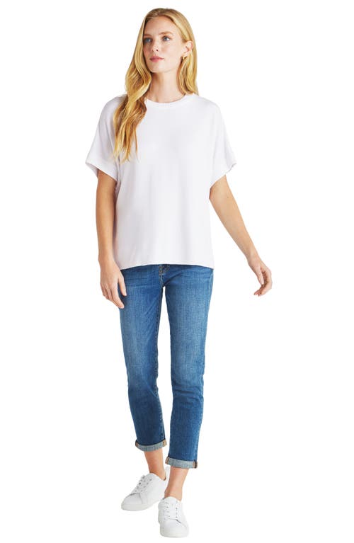 Splendid Supersoft Short Sleeve Sweatshirt In Fresh White