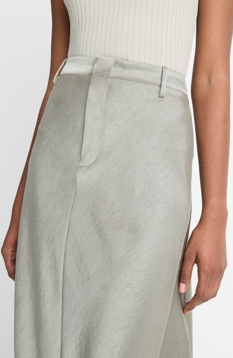 Vince Satin A-Line Midi Skirt, Alternate, color, Smoky Moss