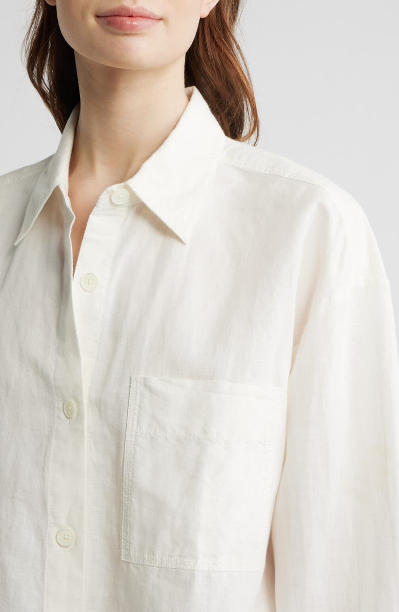 Madewell Linen & Cotton Straight Hem Shirt, Alternate, color, Ivory Linen