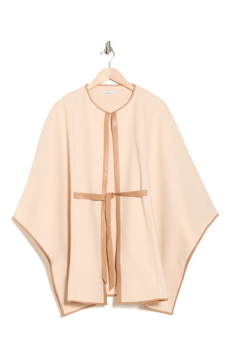 Leather Pipe Trim Cape, Alternate, color, OATMEAL