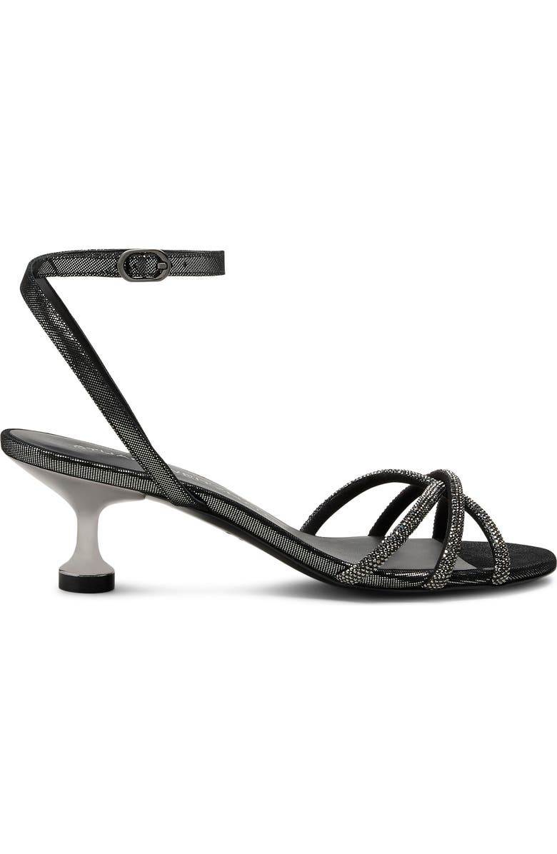 Stuart Weitzman Nudistini Shine Sandal, Alternate, color, Graphite/ Gunmetal