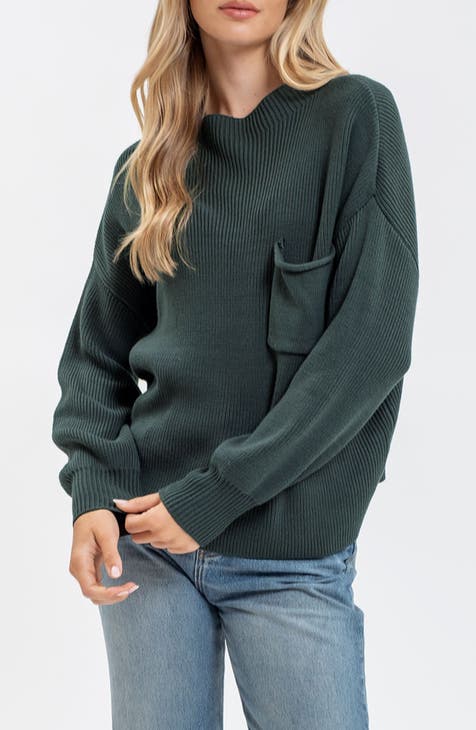 Funnel Neck Pocket Sweater