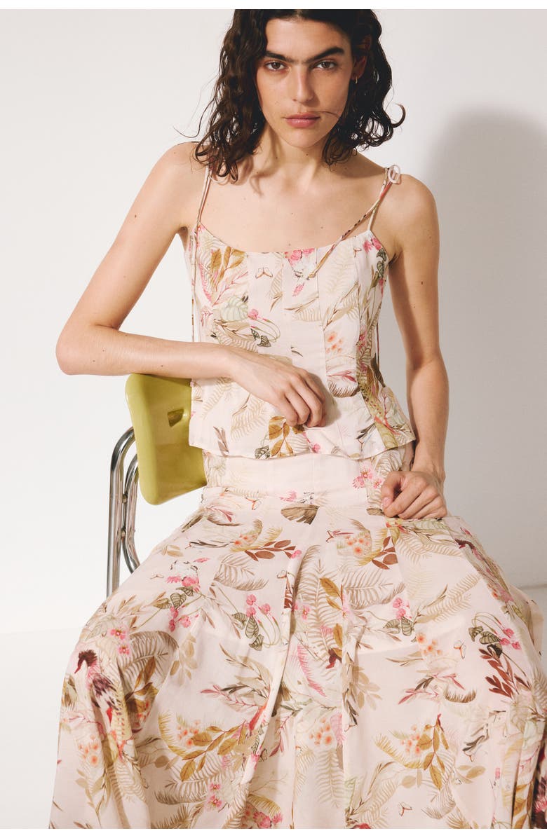 H&M Tie-strap Viscose-blend Top, Alternate, color, Light Peach Pink/Floral