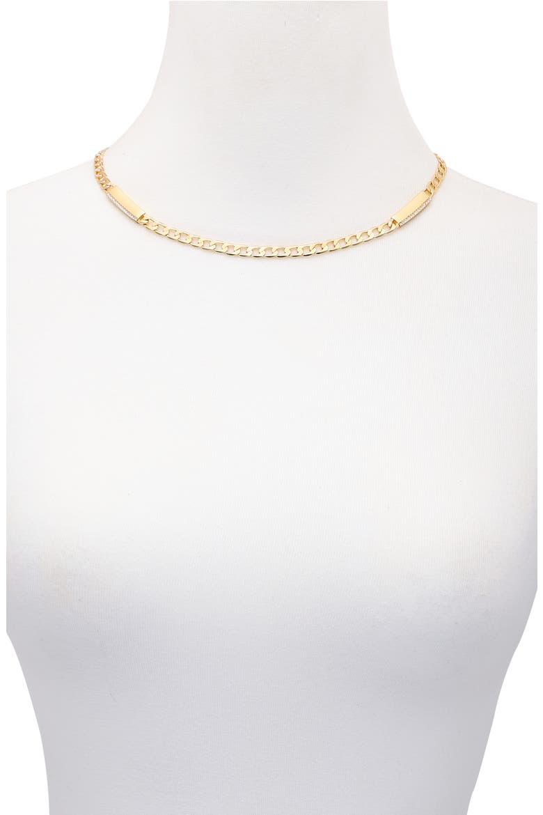 Pavé Crystal Curb Chain Necklace, Alternate, color, GOLD TONE