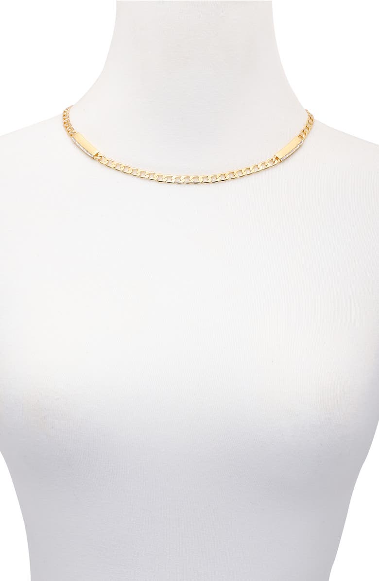 Vince Camuto Pavé Crystal Curb Chain Necklace, Alternate, color, Gold Tone
