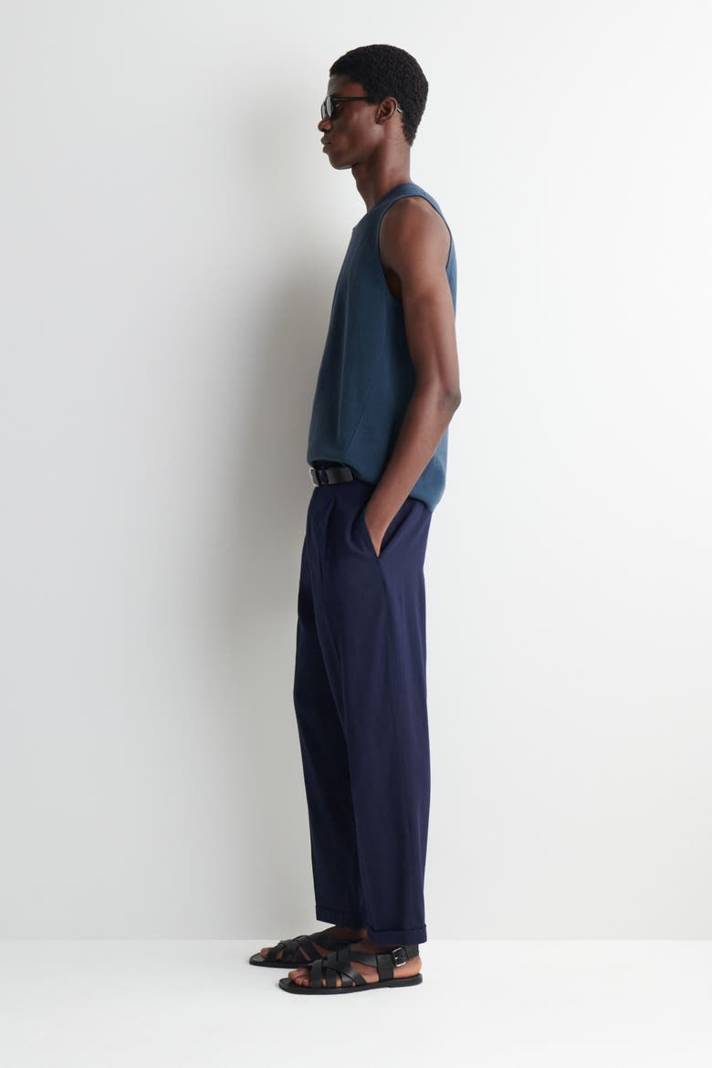 Knitted Linen Tank Top, Alternate, color, DARK BLUE