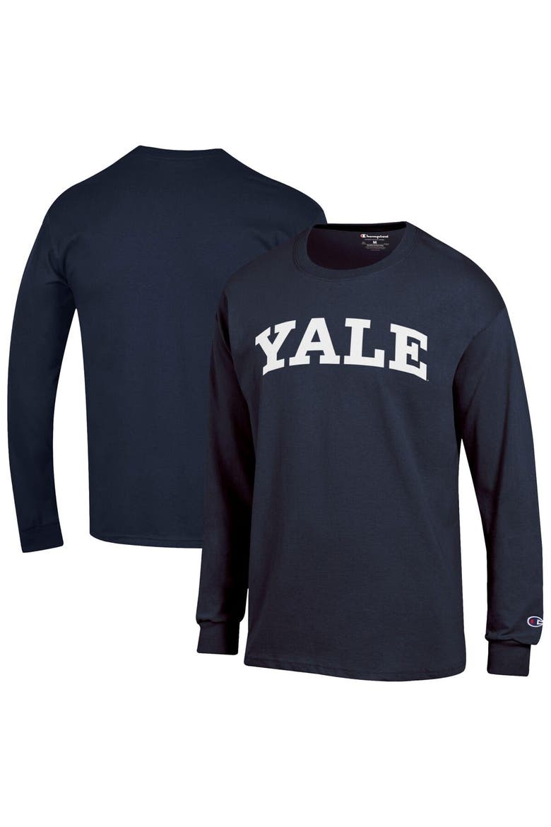 Men's Champion  Navy Yale Bulldogs Basic Arch Long Sleeve T-Shirt, Alternate, color, Navy