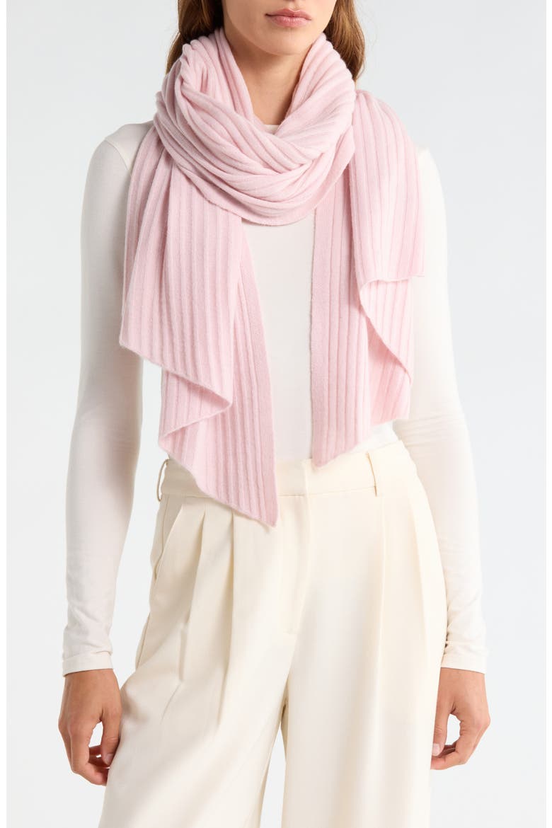 Rib Cashmere Travel Wrap, Main, color, PINK FROSTY