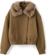 MANGO Blouson Jacket with Faux Fur Collar