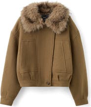 MANGO Blouson Jacket with Faux Fur Collar